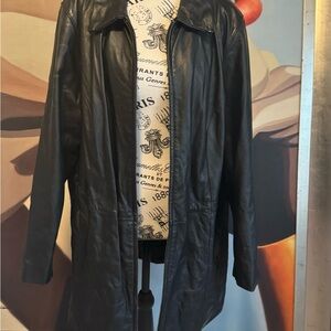 Preston & York Y2K vintage Women’s Black Leather Coat Jacket plus s1XL